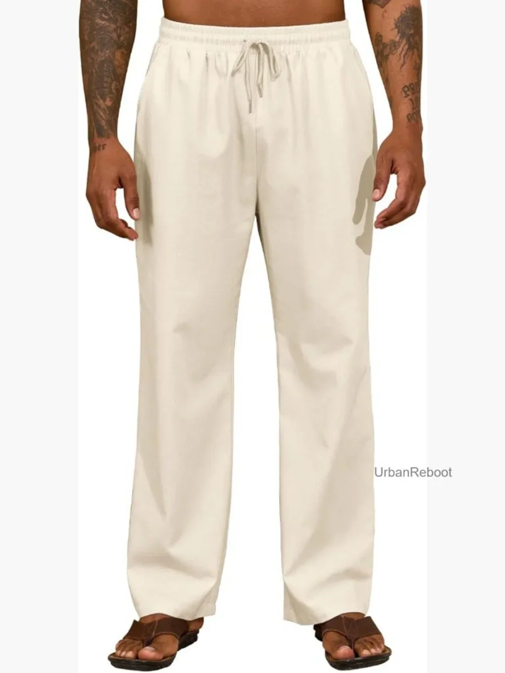 Men's Baggy Cargo Pants Elastic Waist Drawstring with Pockets